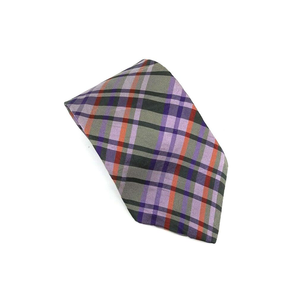 Wembley Mens Necktie 100% Silk Purple Multicolor Striped Tie - 58.5" x 4"